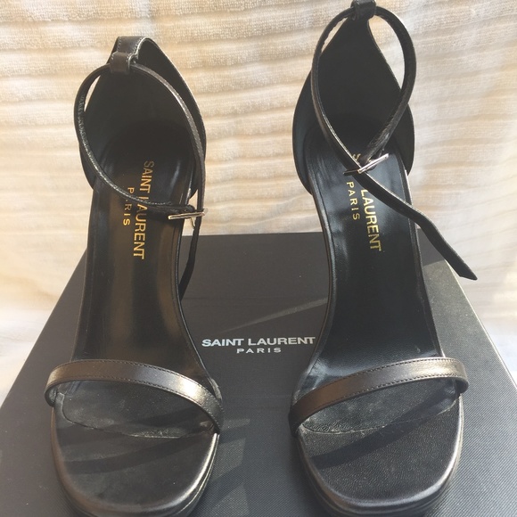 Saint Laurent Women's Jane Ankle Strap Wedge (35) - Picture 1 of 6
